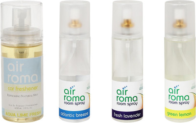 

Airroma Aqua Lime Fresh, Atlantic Breeze, Fresh Lavender, Green Lemon Car Freshener(660 ml)