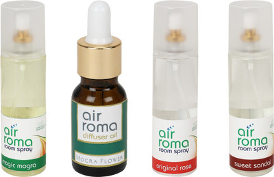 

Airroma Magic Mogra, Mogra Flower, Original Rose, Sweet Sandal Car Freshener(630 ml)