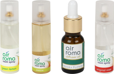 

Airroma Green Lemon, Jasmine, Mogra Flower, Original Rose Car Freshener(630 ml)