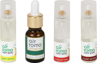 

Airroma Green Lemon, Mogra Flower, Original Rose, Sweet Sandal Aroma Oil, Spray(630 ml)