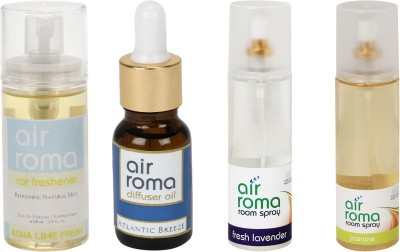 

Airroma Aqua Lime Fresh, Atlantic Breeze, Fresh Lavender, Jasmine Aroma Oil, Spray(490 ml)