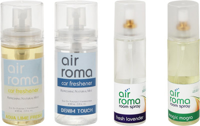 

Airroma Aqua Lime Fresh, Denim Touch, Fresh Lavender, Magic Mogra Spray(520 ml)