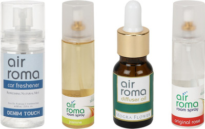 

Airroma Denim Touch, Jasmine, Mogra Flower, Original Rose Aroma Oil, Spray(490 ml)