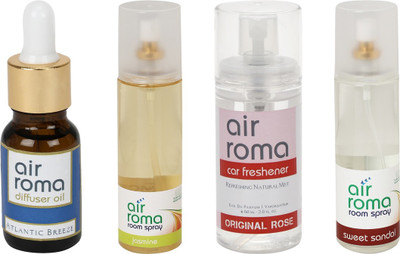 Airroma Atlantic Breeze, Jasmine, Original Rose, Sweet Sandal Car Freshener(490 ml)