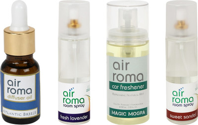 

Airroma Atlantic Breeze, Fresh Lavender, Magic Mogra, Sweet Sandal Aroma Oil, Spray(490 ml)