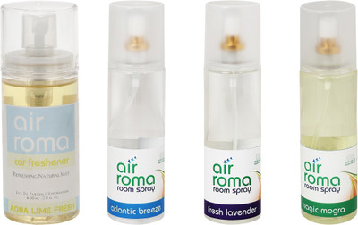 

Airroma Aqua Lime Fresh, Atlantic Breeze, Fresh Lavender, Magic Mogra Car Freshener(660 ml)