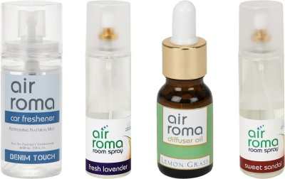 

Airroma Denim Touch, Fresh Lavender, Lemon Grass, Sweet Sandal Car Freshener(490 ml)