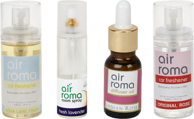 

Airroma Aqua Lime Fresh, Fresh Lavender, Indian Rose, Original Rose Aroma Oil, Spray(350 ml)
