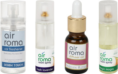 

Airroma Denim Touch, Fresh Lavender, Indian Rose, Magic Mogra Aroma Oil, Spray(490 ml)