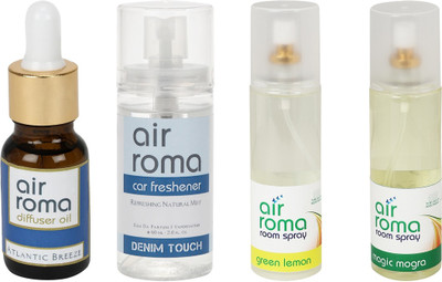 

Airroma Atlantic Breeze, Denim Touch, Green Lemon, Magic Mogra Aroma Oil, Spray(490 ml)