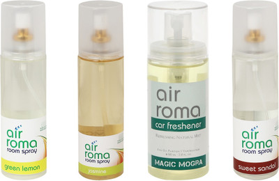 

Airroma Green Lemon, Jasmine, Magic Mogra, Sweet Sandal Car Freshener(660 ml)