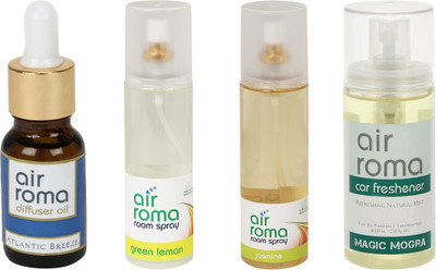 

Airroma Atlantic Breeze, Green Lemon, Jasmine, Magic Mogra Car Freshener(490 ml)