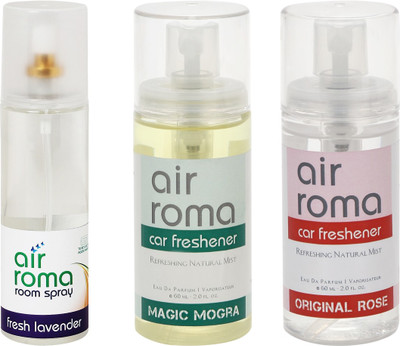 

Airroma Fresh Lavender, Magic Mogra, Original Rose Car Freshener(320 ml)