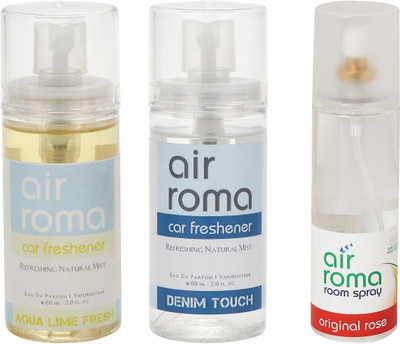 

Airroma Aqua Lime Fresh, Denim Touch, Original Rose Car Freshener(320 ml)