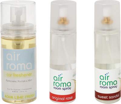 

Airroma Aqua Lime Fresh, Original Rose, Sweet Sandal Spray(460 ml)