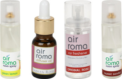 

Airroma Green Lemon, Indian Rose, Original Rose, Sweet Sandal Aroma Oil, Spray(490 ml)