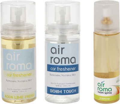 

Airroma Aqua Lime Fresh, Denim Touch, Jasmine Car Freshener(320 ml)