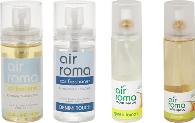 

Airroma Aqua Lime Fresh, Denim Touch, Green Lemon, Jasmine Spray(520 ml)