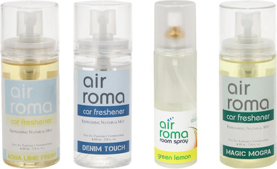 

Airroma Aqua Lime Fresh, Denim Touch, Green Lemon, Magic Mogra Spray(380 ml)