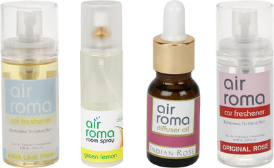 

Airroma Aqua Lime Fresh, Green Lemon, Indian Rose, Original Rose Aroma Oil, Spray(350 ml)