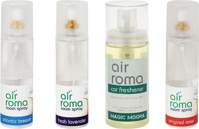 

Airroma Atlantic Breeze, Fresh Lavender, Magic Mogra, Original Rose Car Freshener(660 ml)