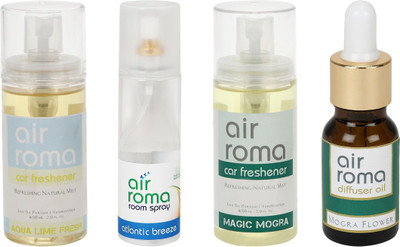 

Airroma Aqua Lime Fresh, Atlantic Breeze, Magic Mogra, Mogra Flower Aroma Oil, Spray(350 ml)