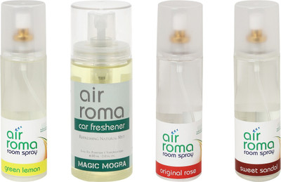 

Airroma Green Lemon, Magic Mogra, Original Rose, Sweet Sandal Spray(660 ml)