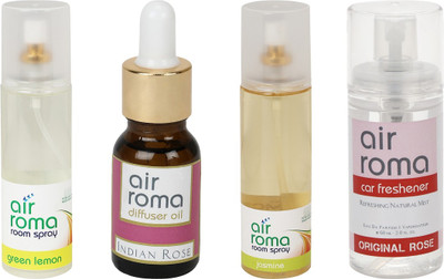 

Airroma Green Lemon, Indian Rose, Jasmine, Original Rose Aroma Oil, Spray(490 ml)