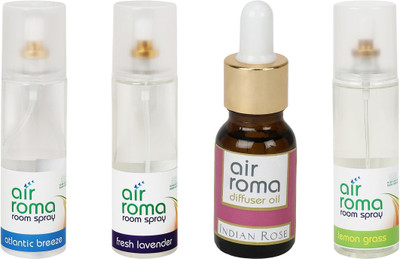 

Airroma Atlantic Breeze, Fresh Lavender, Indian Rose, Lemon Grass Aroma Oil, Spray(630 ml)