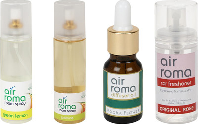

Airroma Green Lemon, Jasmine, Mogra Flower, Original Rose Aroma Oil, Spray(490 ml)
