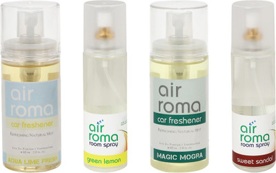 

Airroma Aqua Lime Fresh, Green Lemon, Magic Mogra, Sweet Sandal Spray(520 ml)
