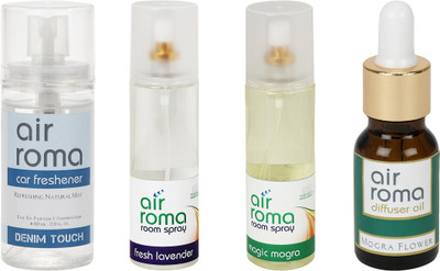

Airroma Denim Touch, Fresh Lavender, Magic Mogra, Mogra Flower Car Freshener(490 ml)