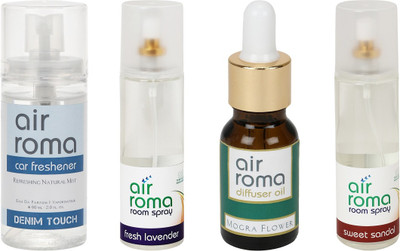 

Airroma Denim Touch, Fresh Lavender, Mogra Flower, Sweet Sandal Aroma Oil, Spray(490 ml)