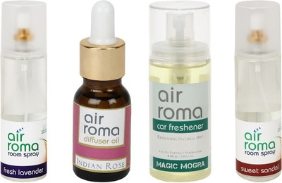 

Airroma Fresh Lavender, Indian Rose, Magic Mogra, Sweet Sandal Aroma Oil, Spray(490 ml)