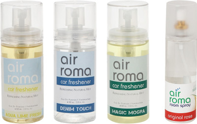 

Airroma Aqua Lime Fresh, Denim Touch, Magic Mogra, Original Rose Spray(380 ml)