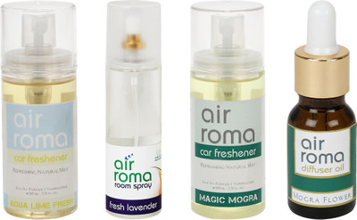 

Airroma Aqua Lime Fresh, Fresh Lavender, Magic Mogra, Mogra Flower Aroma Oil, Spray(350 ml)