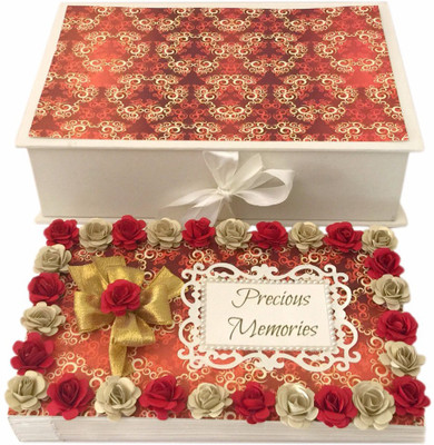 

Crack of Dawn Crafts Precious Memories Handmade Photo Album-Red and Gold Album(Photo Size Supported: 4 x 6 inch)