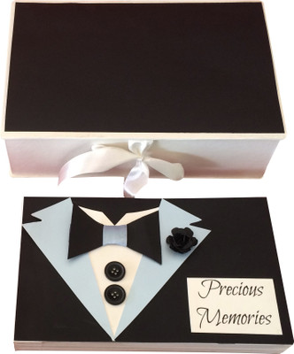 

Crack of Dawn Crafts Bow Tie Handmade Photo Album-Blue & Black Album(Photo Size Supported: 4 x 6 inch)