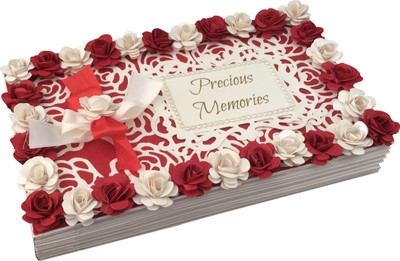 

Crack of Dawn Crafts Precious Memories Handmade Photo Album-Red & White Album(Photo Size Supported: 4 x 6 inch)