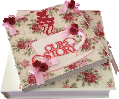 

Crack of Dawn Crafts Our Love Story Handmade Scrapbook - Cream,Red & Pink Album(Photo Size Supported: 4 x 4 inch)
