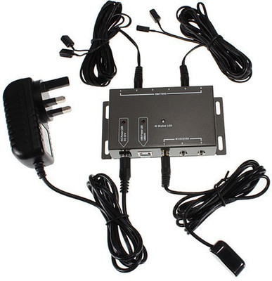 

Divinext IR Remote Extender 4 Emitters 1 Receiver Infrared Repeater Hidden System Kit 12 W AV Power Receiver(Black)