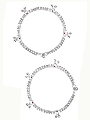 

Jewel99 Indian Ecstasy Silver Anklet(Pack of 2)
