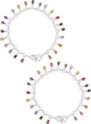 

Jewel99 Palace Charm Silver Anklet(Pack of 2)