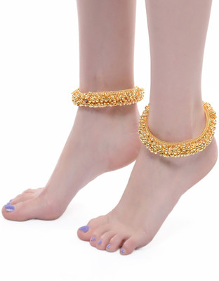 Shining Diva Gold Plated Traditional Alloy Anklet(Pack of 2)