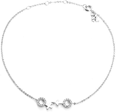 53% OFF on Blinglane Boy Girl Sign Silver Plated Copper Anklet
