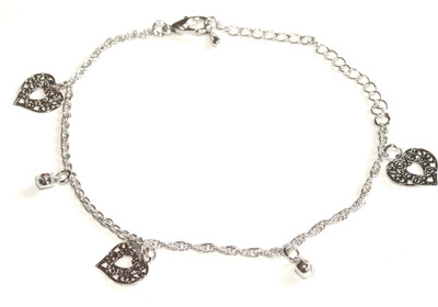 Sansar India Crystal Chain Heart Charm Alloy Anklet