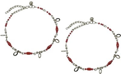 HIGH TRENDZ Silver With Red Beads Alloy Anklet(Pack of 2)