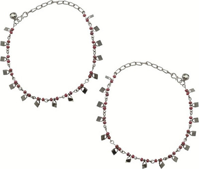

High Trendz Red Beadz Alloy Anklet(Pack of 2)