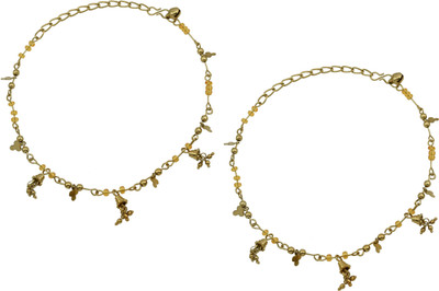 

High Trendz Golden Bells With Yellow Beads Alloy Anklet(Pack of 2)