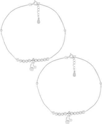 

Jewel99 Italian Sterling Silver Anklet(Pack of 2)